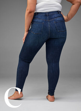 Zizzi Super slim jeans with high waist, Dark Blue, Model image number 7