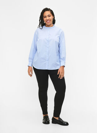 Zizzi FLASH – koszula w prazki, Light Blue Stripe, Model image number 2