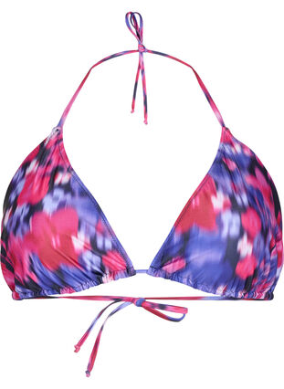 Zizzi Trójkatny biustonosz bikini z nadrukiem, Pink Flower AOP, Packshot image number 0
