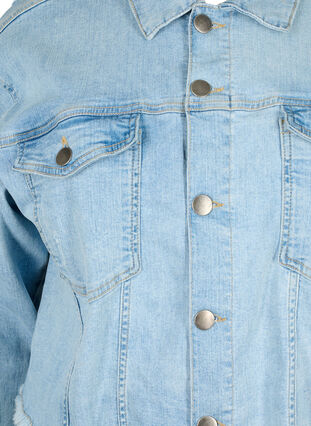 Zizzi Krótka kurtka jeansowa z niepokojacymi detalami, Light Blue Denim, Packshot image number 2