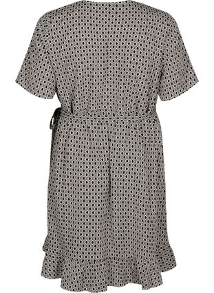 Zizzi Flash - Kopertowa sukienka z krótkim rekawem, Black White Graphic, Packshot image number 1