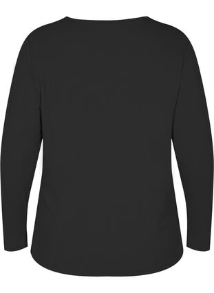 Zizzi Top with cut out detail and long sleeves, Black, Packshot image number 1