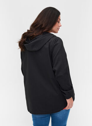 Zizzi Parka jacket with hood and welt pockets, Black, Model image number 1