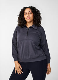 Sportowa bluza z golfem i suwakiem, Asphalt, Model