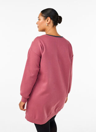 Zizzi Dluga bluza dresowa w kolorowe bloki, Rose B. Color Block, Model image number 1