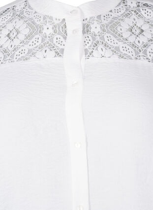 Zizzi Dluga koszula z wiskozy z koronkowymi detalami, Bright White, Packshot image number 2