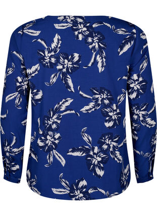 Zizzi Flash – bluzka z dlugim rekawem i nadrukiem, Navy Blazer Flower, Packshot image number 1