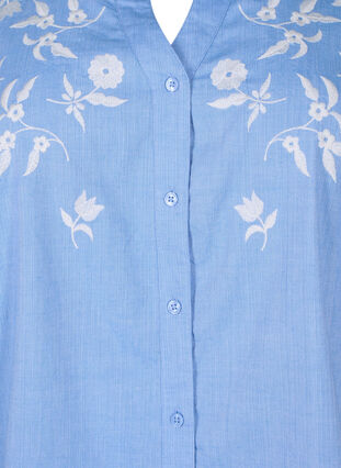 Zizzi Bawelniana bluzka koszulowa z haftowanymi kwiatami, Vista Bl. W. White, Packshot image number 2