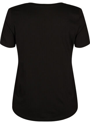 Zizzi 	 Short sleeve cotton t-shirt with print, Black W. Love , Packshot image number 1