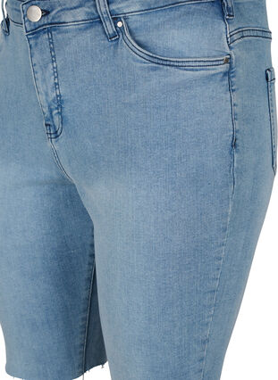 Zizzi Long cotton denim shorts, Blue denim, Packshot image number 2