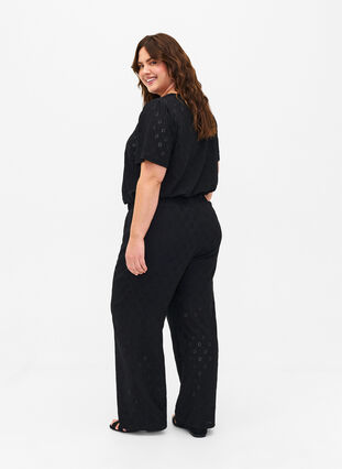 Zizzi Luzne spodnie z azurowym wzorem, Black, Model image number 1
