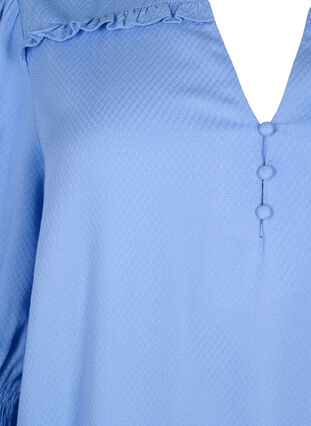 Zizzi Wiskozowa bluzka z marszczeniem i falbanka, Cornflower Blue, Packshot image number 2