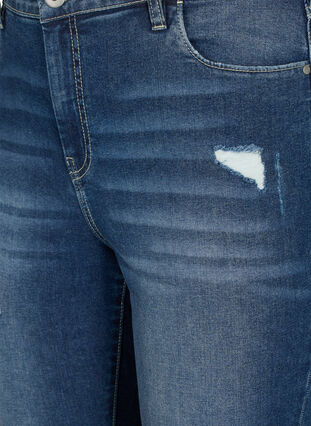 Zizzi Ripped Amy jeans with super slim fit, Blue denim, Packshot image number 2