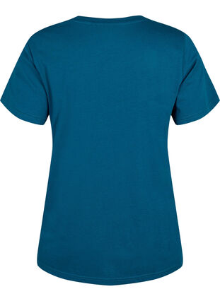 Zizzi Cotton t-shirt with print detail, Blue Coral SAINT, Packshot image number 1