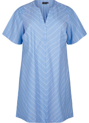 Zizzi Sukienka w paski z bawelny organicznej, Blue Stripe, Packshot image number 0