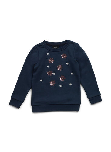 Zizzi Christmas sweater for kids, Night Sky Snow, Packshot image number 0