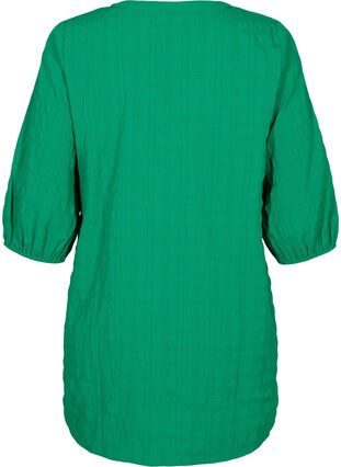 Zizzi Textured tunic with 3/4 sleeves, Jolly Green, Packshot image number 1