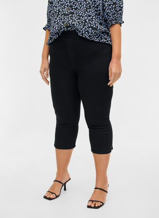 Zizzi Cotton blend capris, Black, Model image number 2