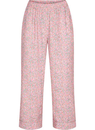 Zizzi Cotton pyjama bottoms with floral print, Powder Pink, Packshot image number 0