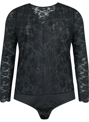 Zizzi Lace body with long sleeves, Black, Packshot image number 0