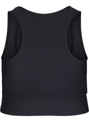 Zizzi 	Tight fitting crop top with rib texture, Black, Packshot image number 1