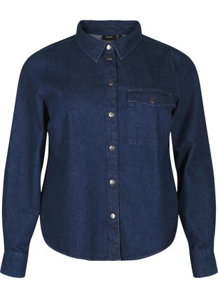 Zizzi Kurtka jeansowa z kieszenia na piersi, Unwashed Denim, Packshot image number 0