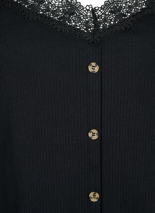 Zizzi Top na ramiaczkach z koronkowym wykonczeniem i guzikami, Black, Packshot image number 2