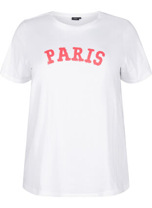 Zizzi T-shirt z bawelny organicznej z nadrukiem, Bright White Printet, Packshot image number 0