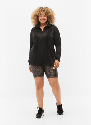 Zizzi Sportowy kardigan z suwakiem i golfem, Black, Model image number 2