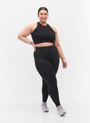 Zizzi CORE, BASIC TIGHTS – Krótkie, podstawowe legginsy sportowe, Black, Model image number 3