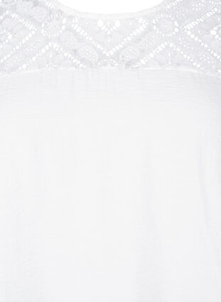 Zizzi Bluzka z wiskozy z krótkim rekawem i koronkowymi detalami, Bright White, Packshot image number 2