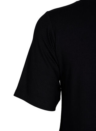 Zizzi Prazkowana koszulka z wiskozy, Black, Packshot image number 3