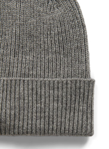 Zizzi Melange knitted beanie, Medium Grey Melange, Packshot image number 1