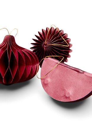 Zizzi 3-pack of Christmas decorations with magnetic closure, Wine Red, Packshot image number 2