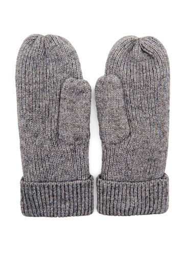 Zizzi Knitted mittens, Medium Grey Melange, Packshot image number 0