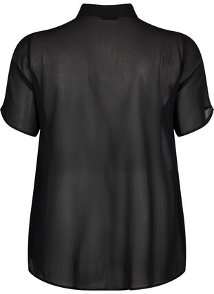 Zizzi Bluzka koszulowa z krótkim rekawem i falbanami, Black, Packshot image number 1