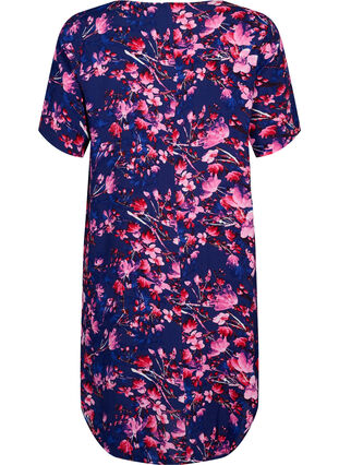 Zizzi Viscose midi dress with floral print, B. Blue Pink Flower, Packshot image number 1