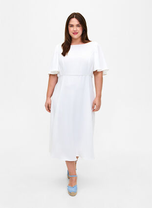 Imprezowa sukienka w stylu empire, Bright White, Model image number 0