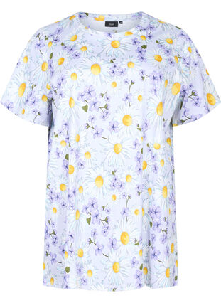 Zizzi Koszulka pizamowa oversize z nadrukiem, Lavender Blue AOP, Packshot image number 0