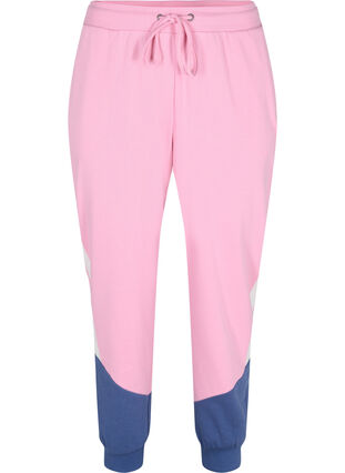 Zizzi Sweatpants with colour block, C. Pink C. Blocking, Packshot image number 0