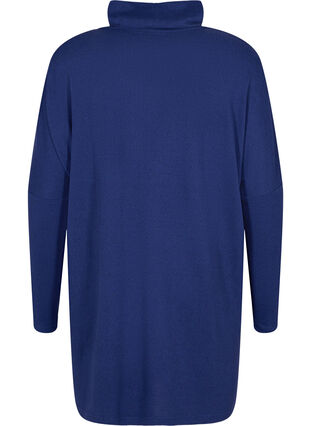 Zizzi Tunic with long sleeves and high neck, Deep Cobalt Mel., Packshot image number 1