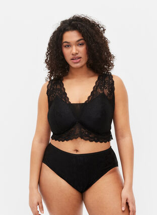 Zizzi Majtki menstruacyjne z koronka, Black/lace, Model image number 0