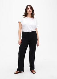 Klasyczne spodnie z mieszanki wiskozy, Black, Model