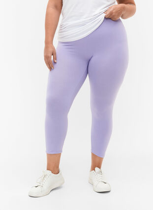 Zizzi 3/4-length wiskozowe legginsy w stylu basic, Lavender, Model image number 0