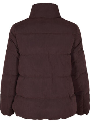 Zizzi Short winter jacket with zip and high collar, Black Coffee, Packshot image number 1