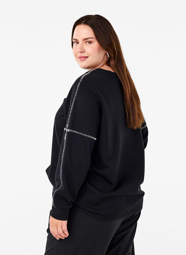 Zizzi Bluza z kontrastowymi szwami, Black, Model image number 1