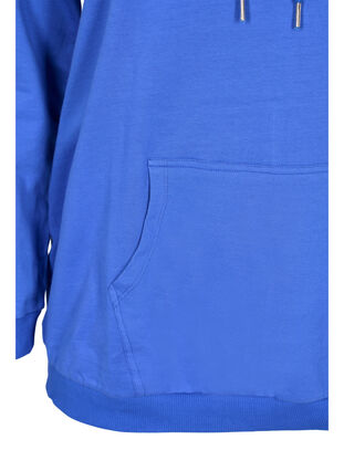 Zizzi Sweatshirt with text print and hood, Dazzling Blue, Packshot image number 3