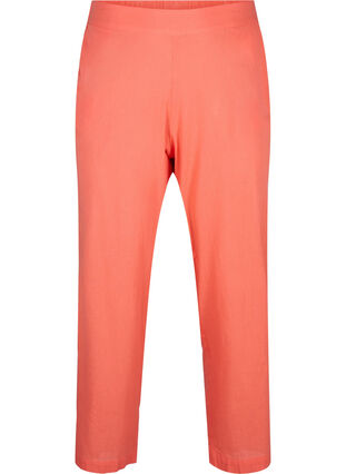 Luzne spodnie z mieszanki lnu i bawelny, Living Coral, Packshot image number 0