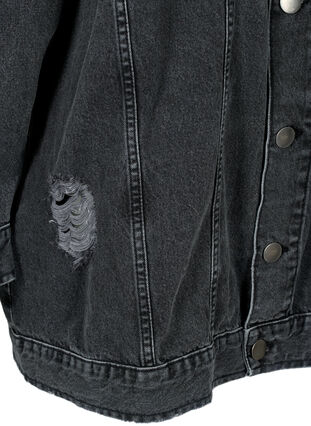 Zizzi Luzna kurtka jeansowa z przetartymi detalami, Dark Grey Denim, Packshot image number 3