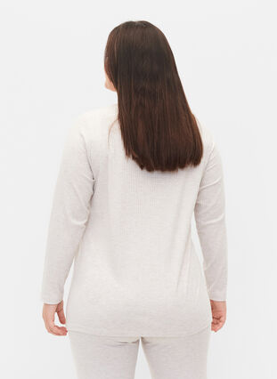 Zizzi Long-sleeved top in rib, Natural Mélange, Model image number 1